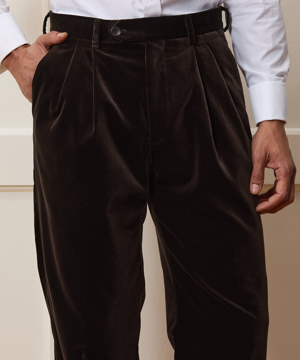 Italian Velvet Wythe Trouser - Brown