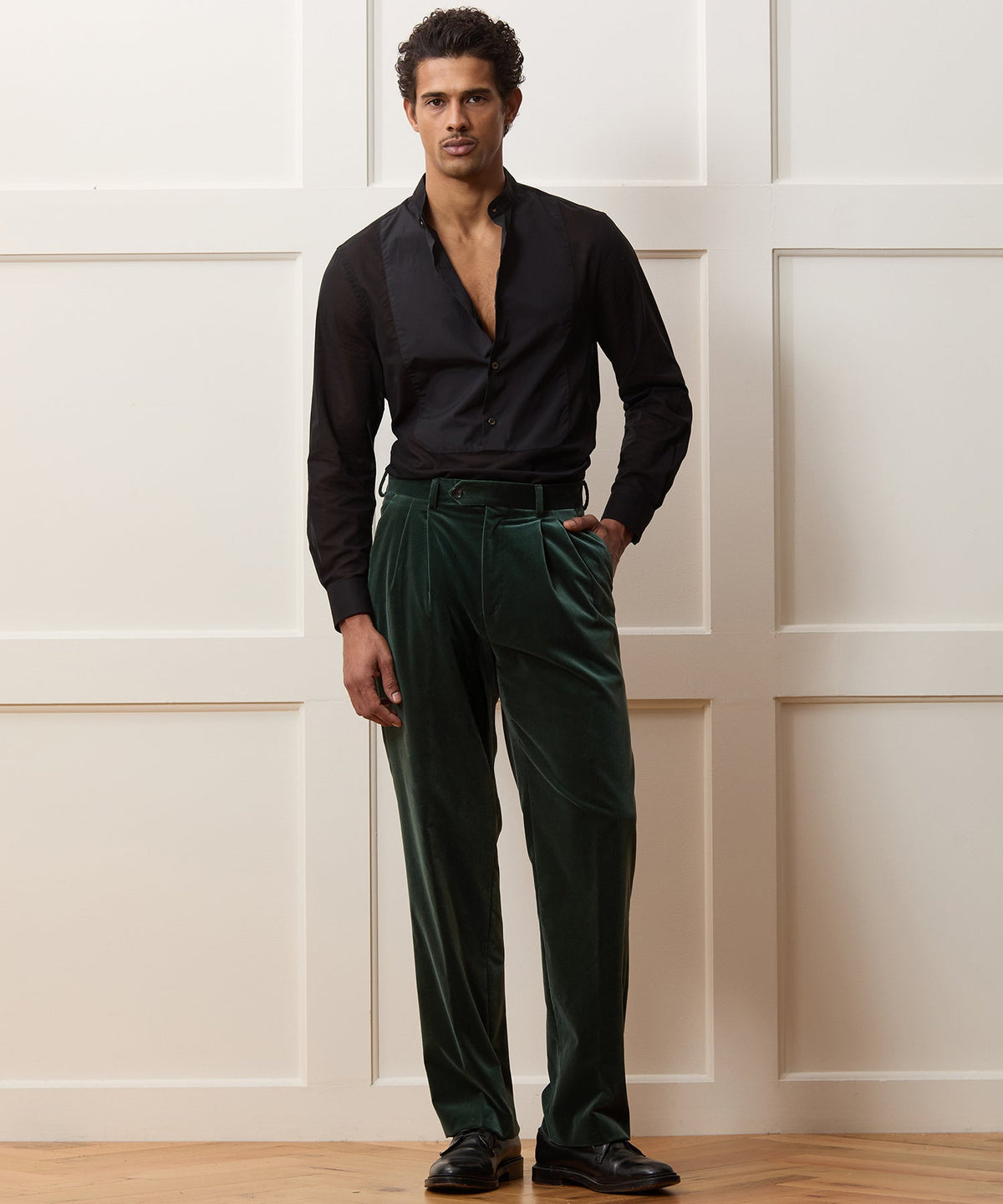 Italian Velvet Wythe Trouser - Eucalyptus
