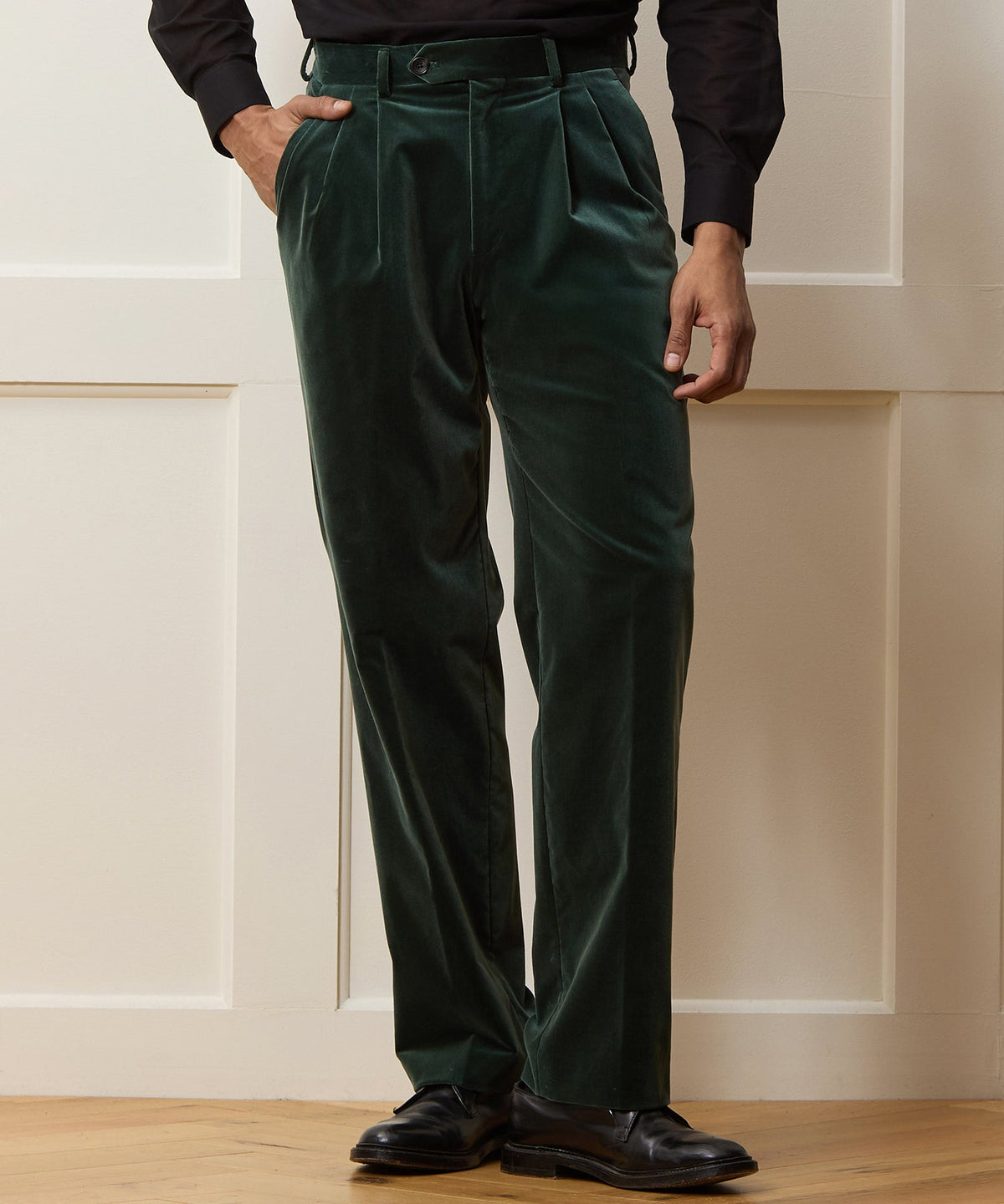 Italian Velvet Wythe Trouser - Eucalyptus