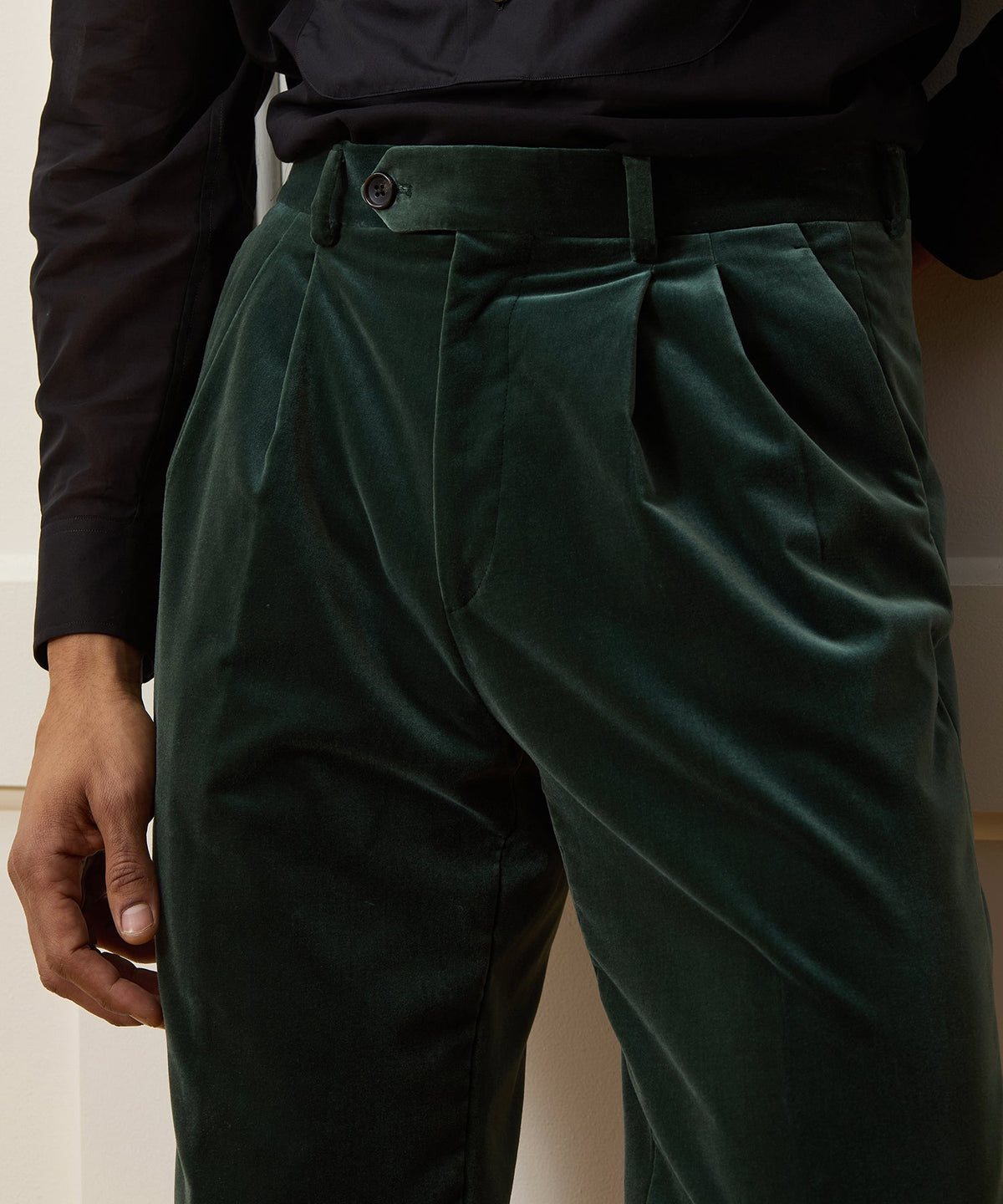 Italian Velvet Wythe Trouser - Eucalyptus
