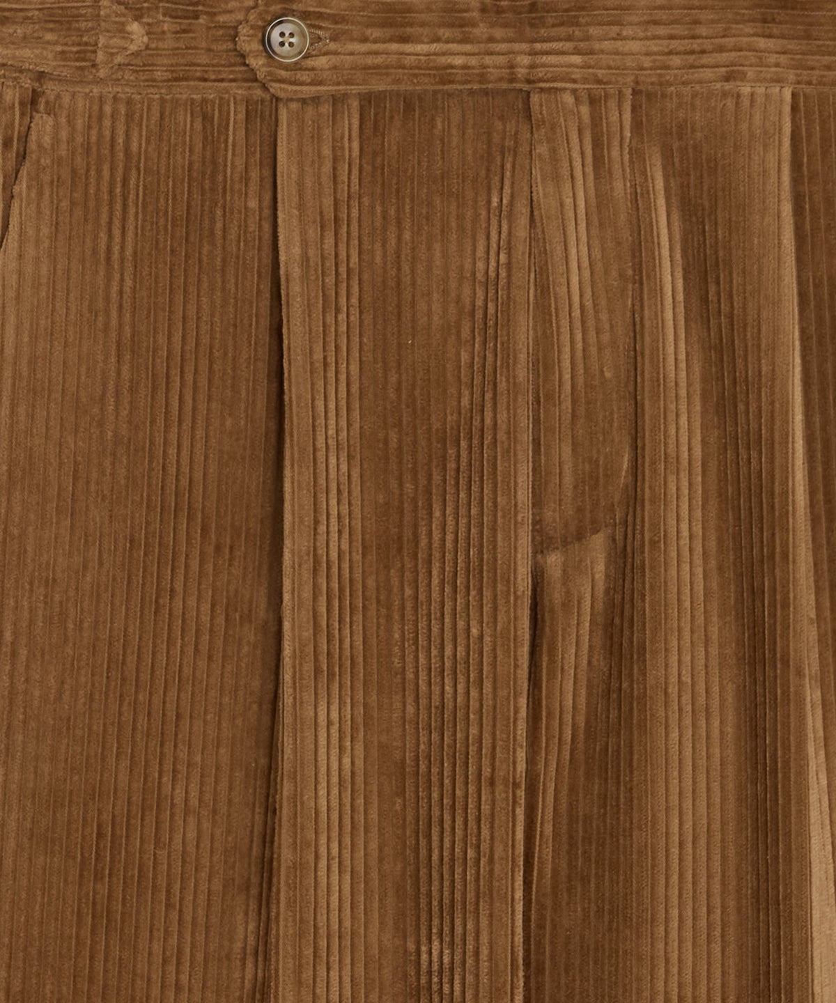 Italian Wide Wale Corduroy Side Tab Trouser - Brown
