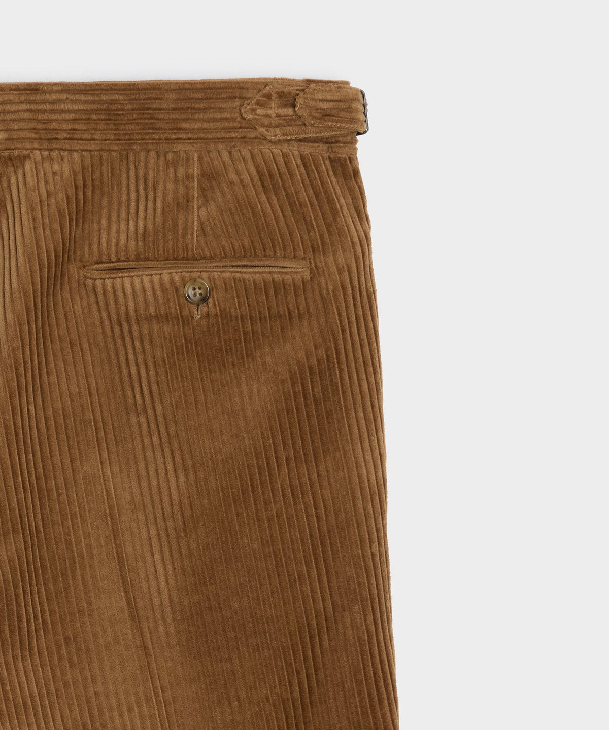 Italian Wide Wale Corduroy Side Tab Trouser - Brown