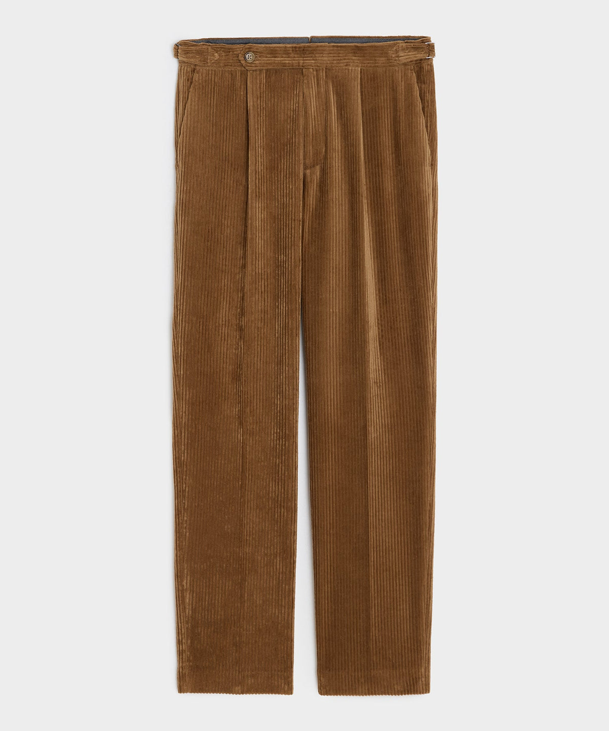 Italian Wide Wale Corduroy Side Tab Trouser - Brown