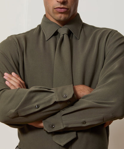 Italian Crepe Wool Shirt - Olive