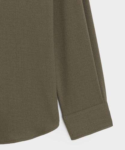 Italian Crepe Wool Shirt - Olive