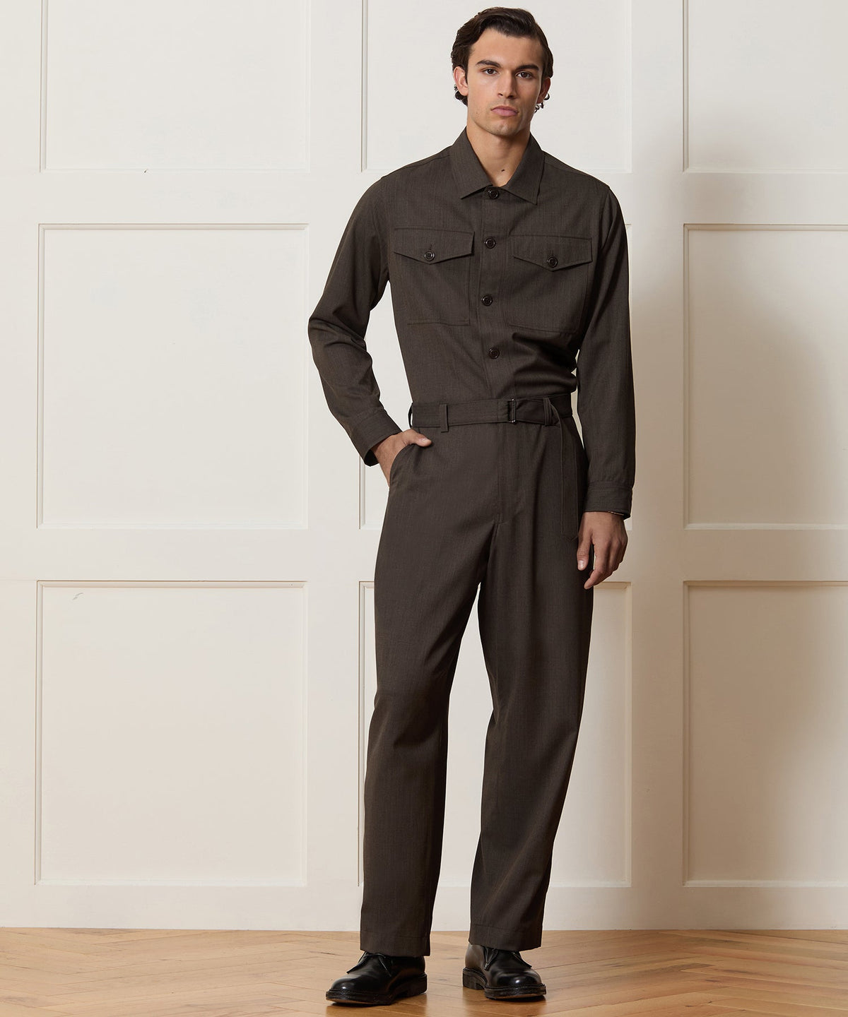 Italian Cavalry Twill Utility Shirt - Brown