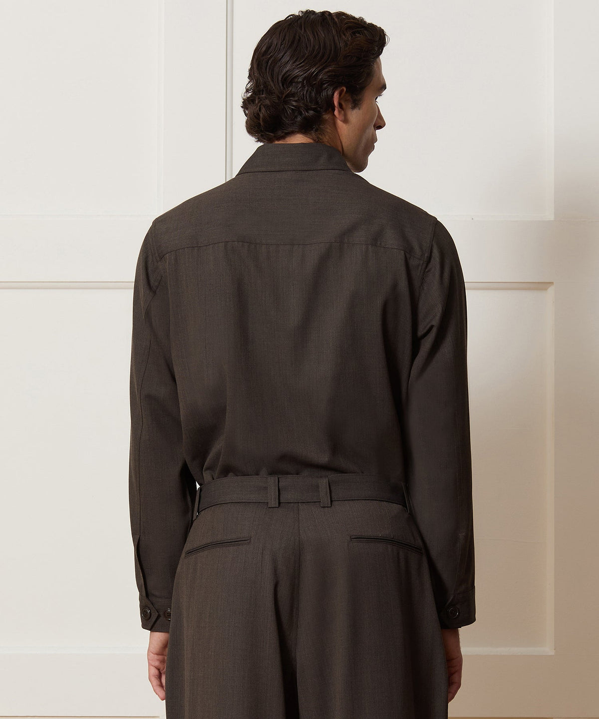 Italian Cavalry Twill Utility Shirt - Brown