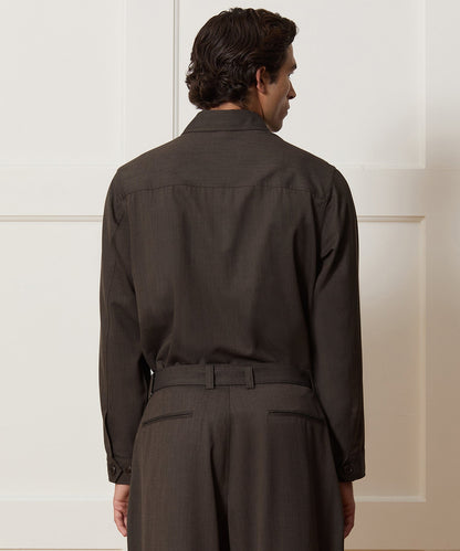 Italian Cavalry Twill Utility Shirt - Brown