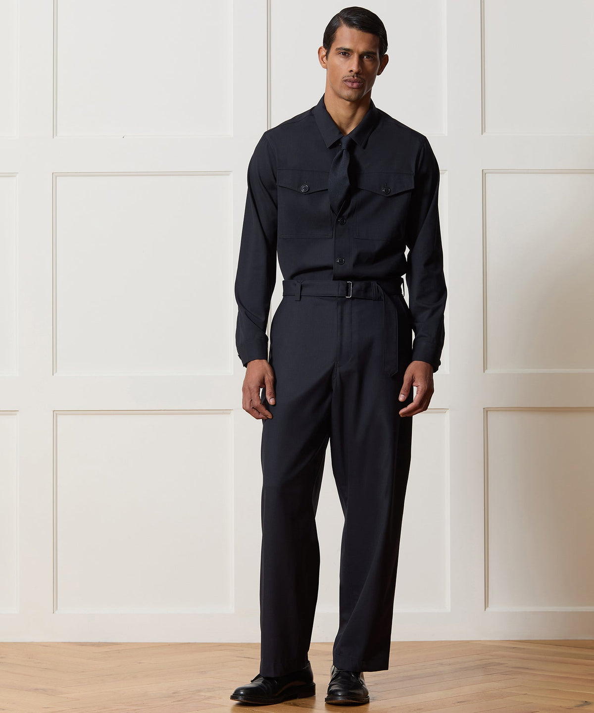 Italian Cavalry Twill Utility Shirt - Navy