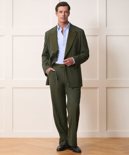 Italian Gabardine Double-Breasted Tuxedo Jacket - Snyder Olive