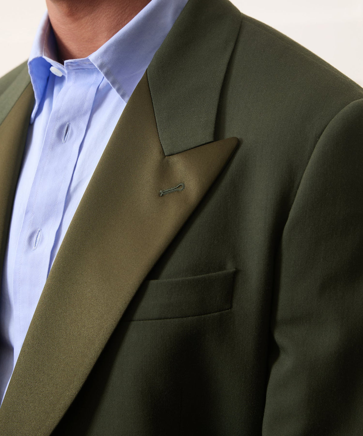 Italian Gabardine Double-Breasted Tuxedo Jacket - Snyder Olive