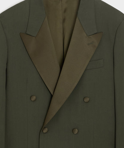 Italian Gabardine Double-Breasted Tuxedo Jacket - Snyder Olive