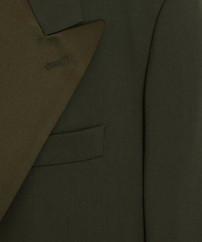 Italian Gabardine Double-Breasted Tuxedo Jacket - Snyder Olive