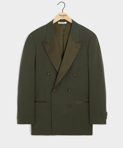 Italian Gabardine Double-Breasted Tuxedo Jacket - Snyder Olive