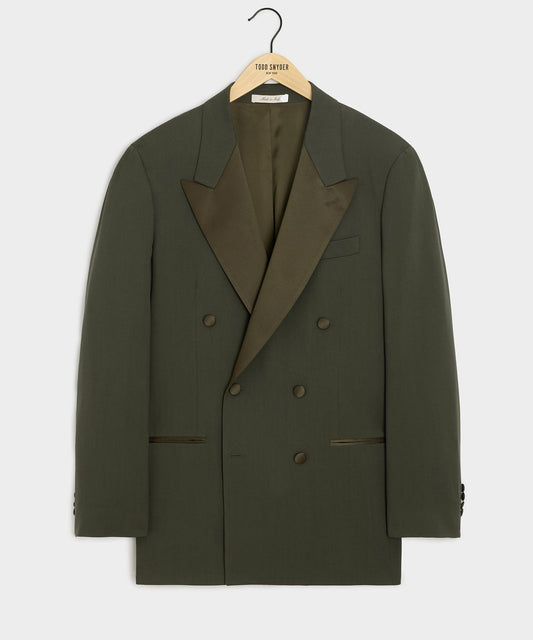 Italian Gabardine Double-Breasted Tuxedo Jacket - Snyder Olive
