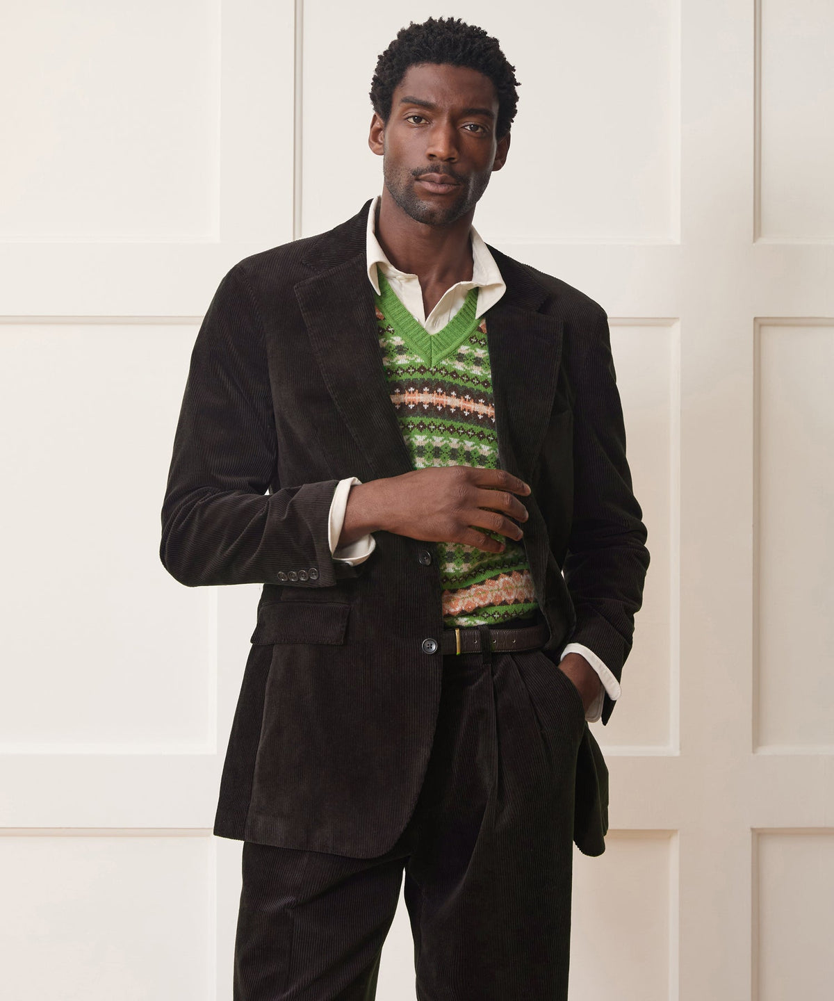 Italian Wide Wale Corduroy Wythe Jacket - Dark Brown