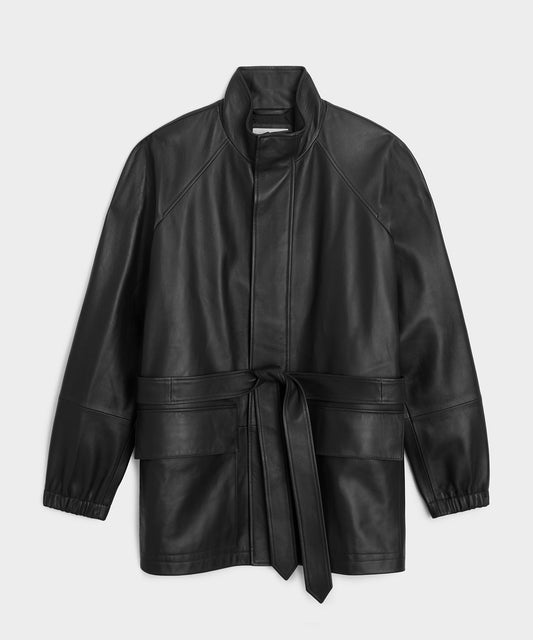 Leather Field Jacket - Black