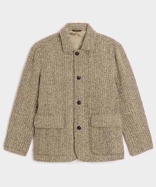 Italian Wool Walking Jacket - Brown Herringbone