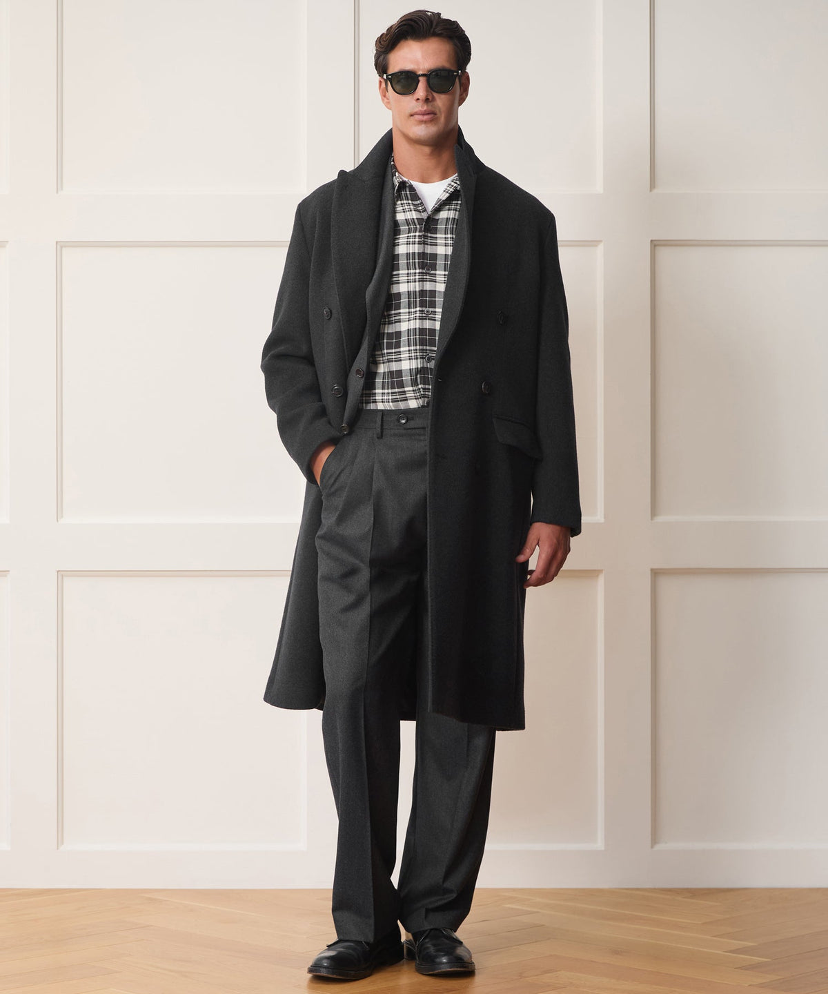 Italian Wool-Cashmere Double-Breasted Topcoat - Dark Charcoal