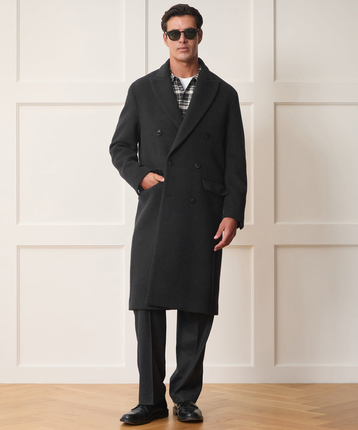Italian Wool-Cashmere Double-Breasted Topcoat - Dark Charcoal