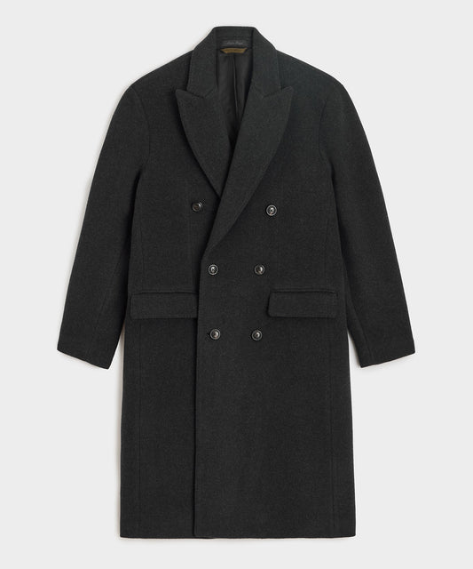 Italian Wool-Cashmere Double-Breasted Topcoat - Dark Charcoal