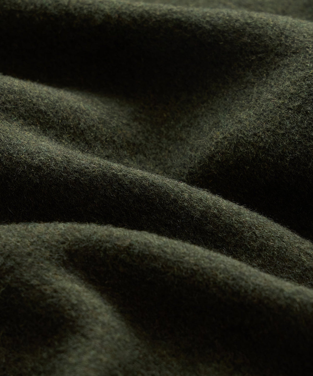 Shearling Collar Wool Bomber Jacket - Olive