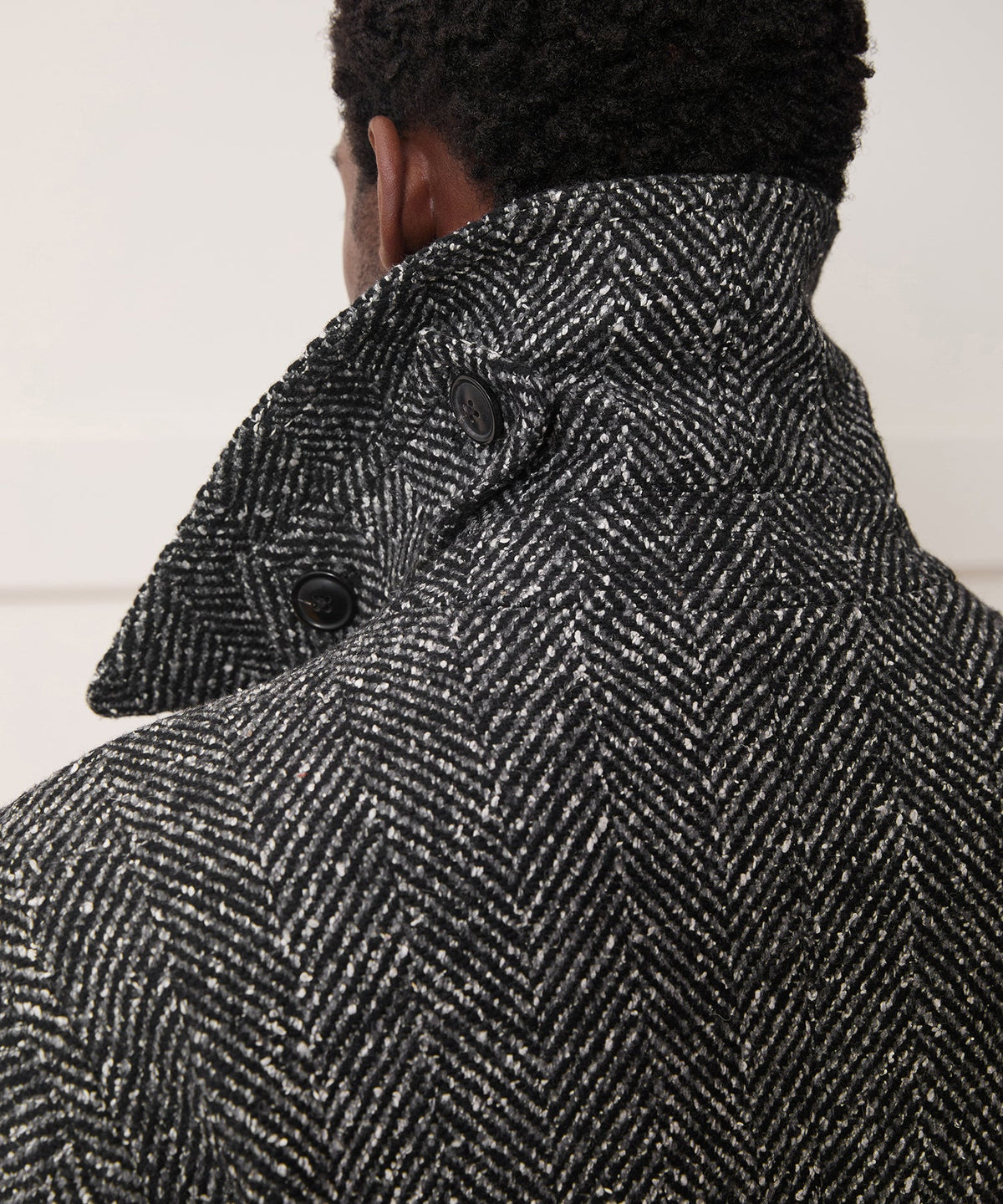 Italian Herringbone Peacoat - Dark Charcoal