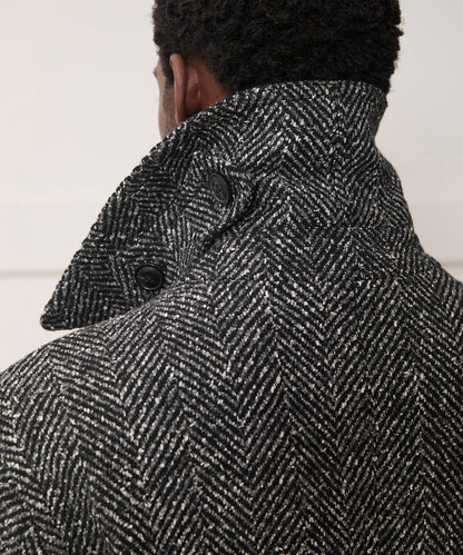 Italian Herringbone Peacoat - Dark Charcoal