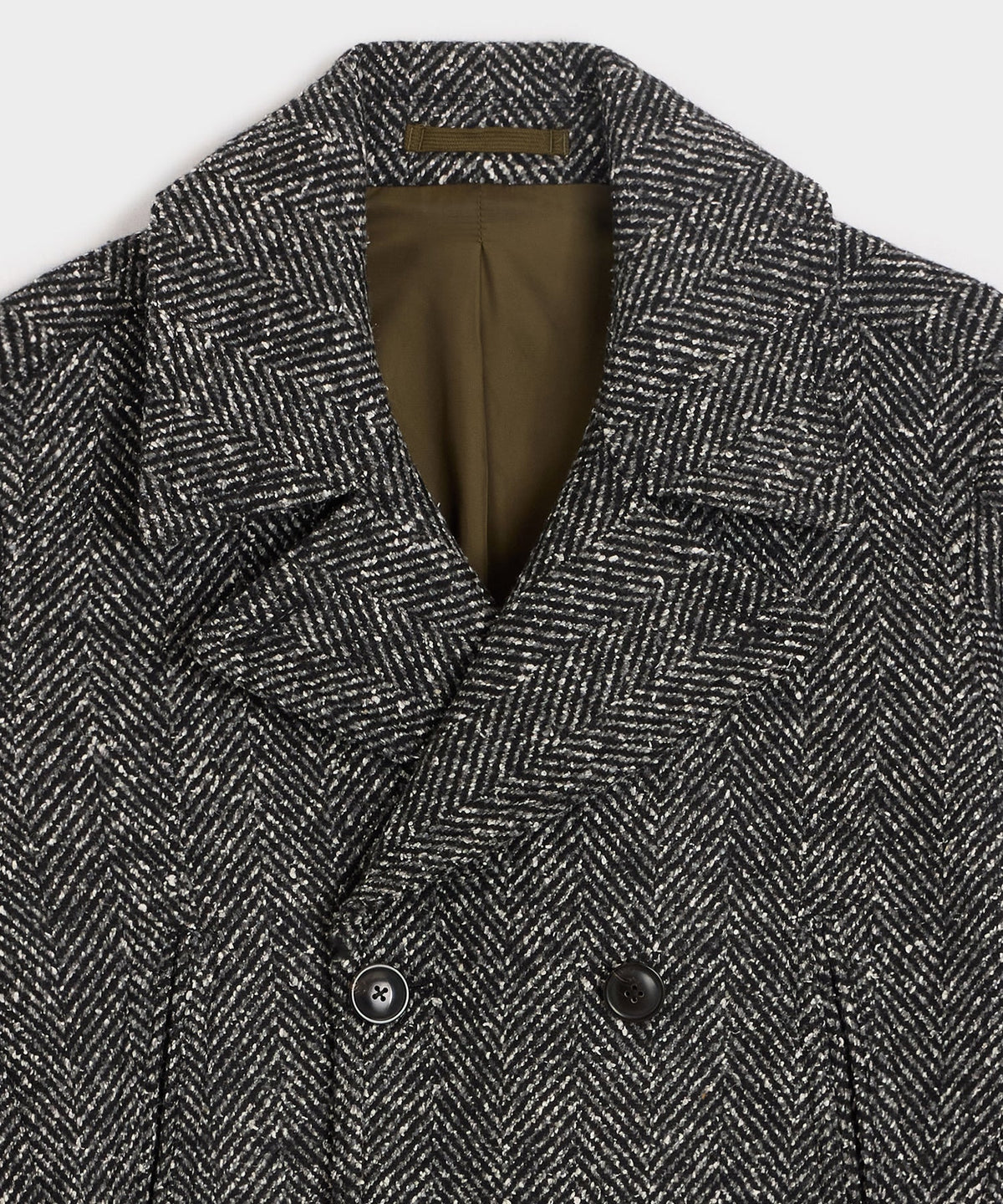 Italian Herringbone Peacoat - Dark Charcoal
