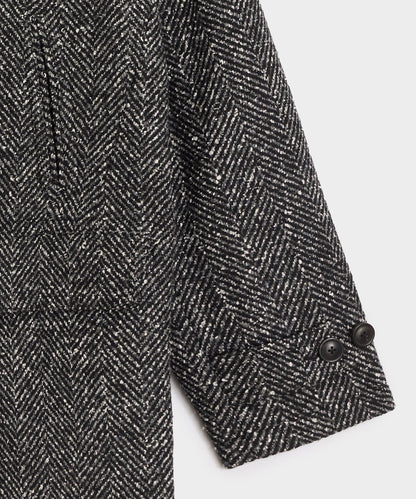 Italian Herringbone Peacoat - Dark Charcoal