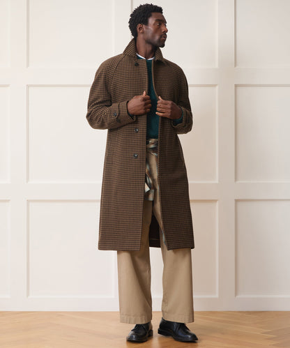 Italian Houndstooth Balmacaan - Dark Brown