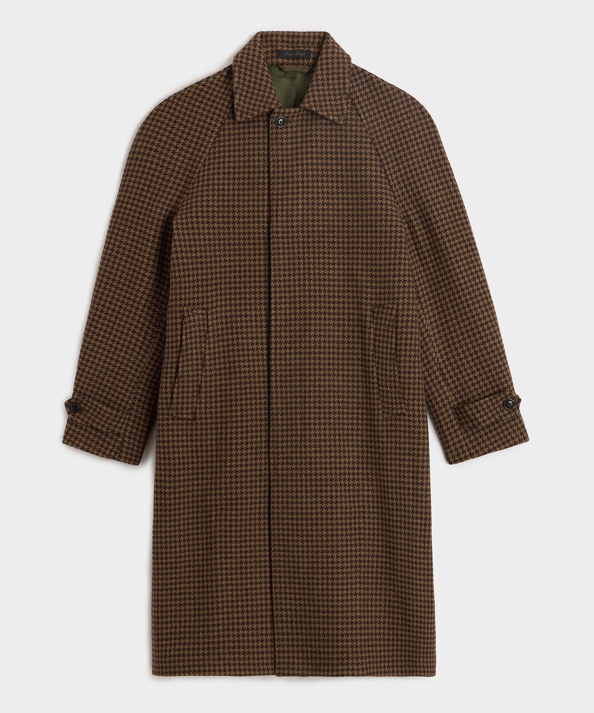 Italian Houndstooth Balmacaan - Dark Brown