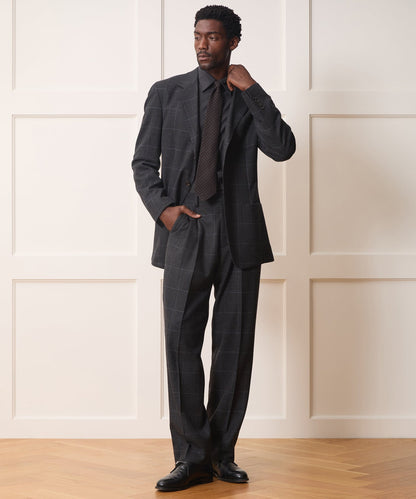 Italian Glen Plaid Wythe Trouser - Charcoal
