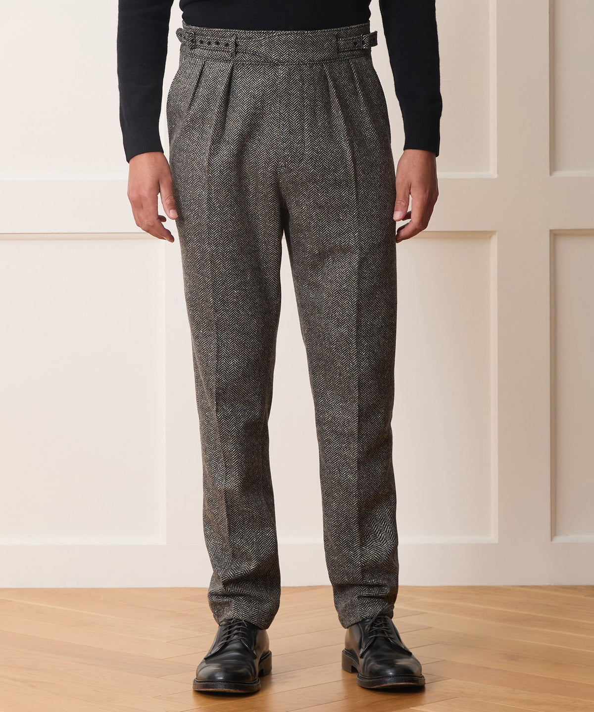 Italian Donegal Herringbone Gurkha Trouser - Cream