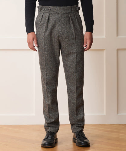 Italian Donegal Herringbone Gurkha Trouser - Cream