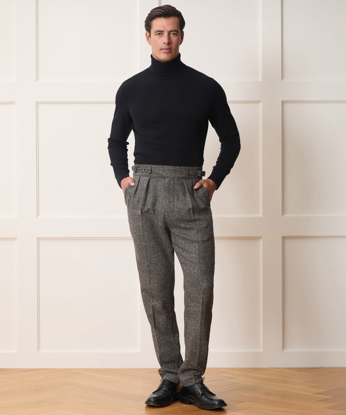 Italian Donegal Herringbone Gurkha Trouser - Cream