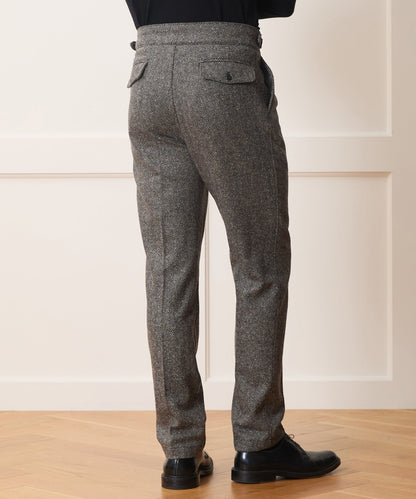 Italian Donegal Herringbone Gurkha Trouser - Cream
