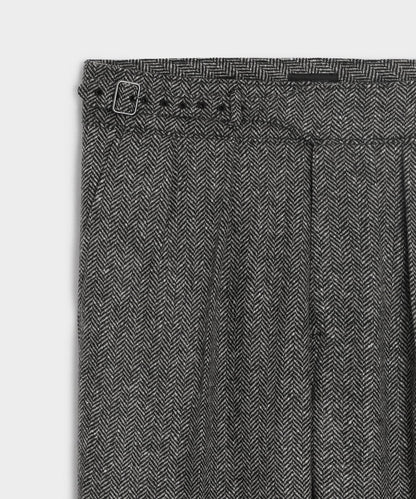 Italian Donegal Herringbone Gurkha Trouser - Cream
