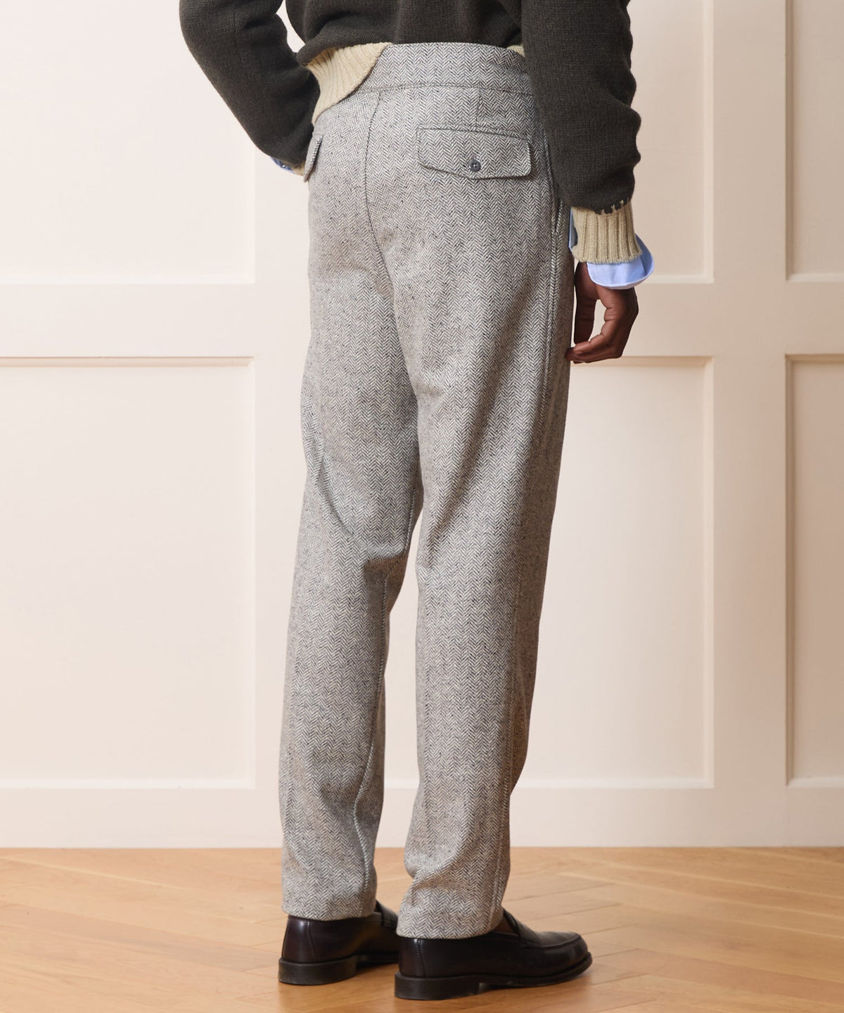 Italian Donegal Herringbone Gurkha Trouser - Light Grey
