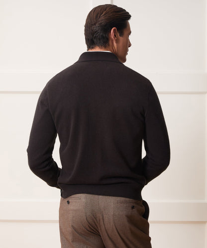 Cashmere Quarter-Zip Sweater Polo - Espresso Bean