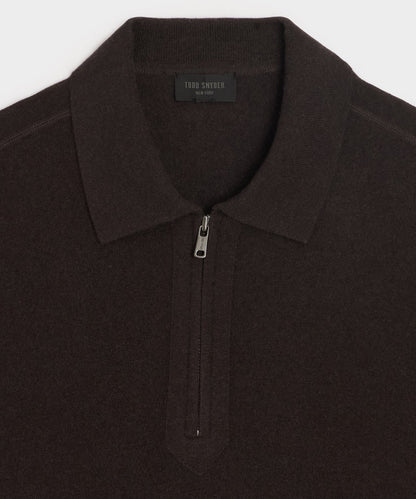 Cashmere Quarter-Zip Sweater Polo - Espresso Bean
