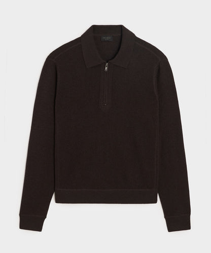 Cashmere Quarter-Zip Sweater Polo - Espresso Bean