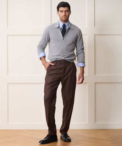 Cashmere Quarter-Zip Sweater Polo - Heather Grey