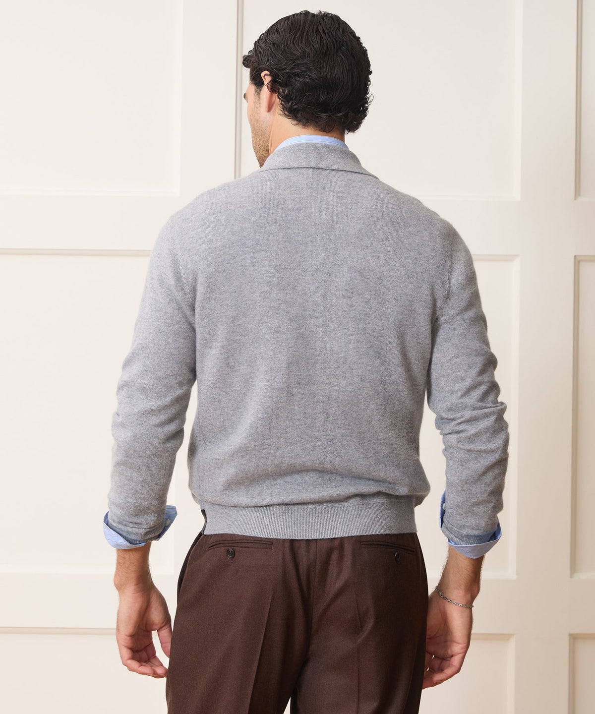 Cashmere Quarter-Zip Sweater Polo - Heather Grey