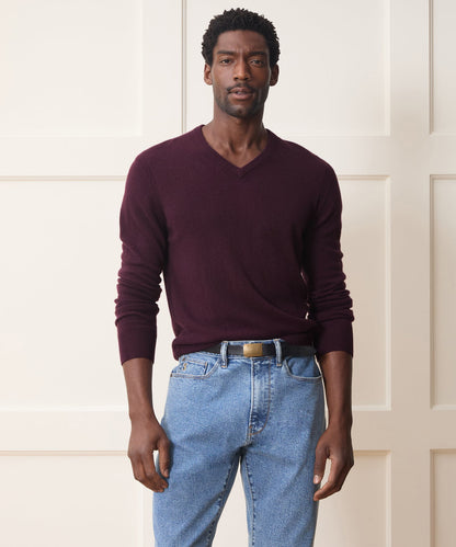 Cashmere V-Neck Sweater - Raisin