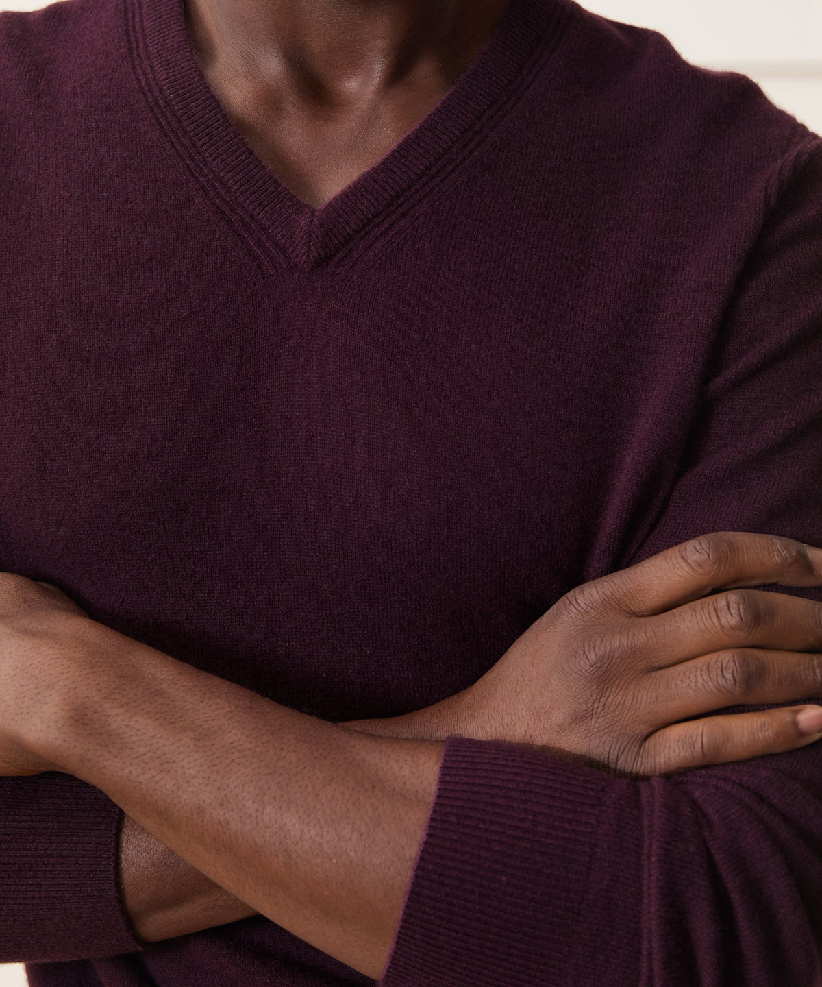 Cashmere V-Neck Sweater - Raisin