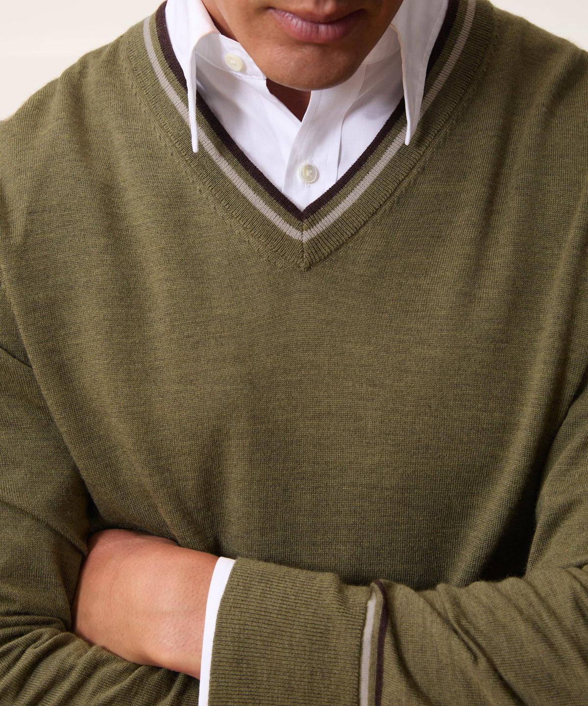 Merino V-Neck Sweater - Fogstone