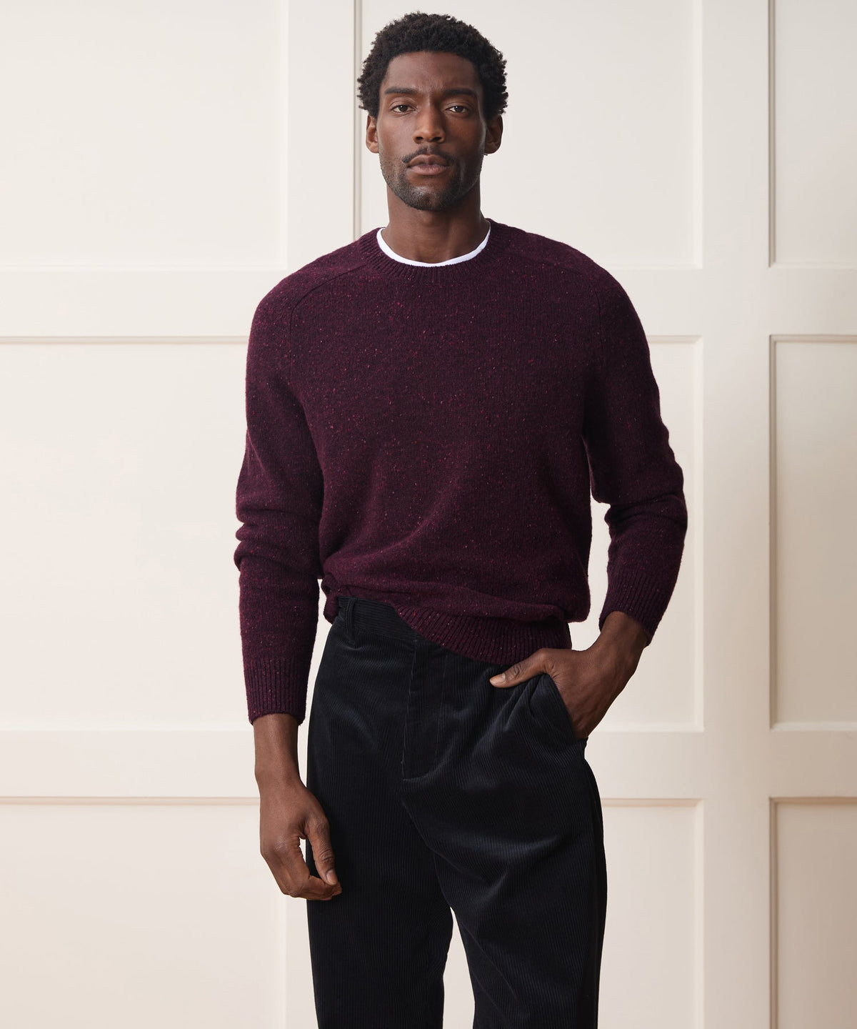 Donegal Crewneck Sweater - Burgundy