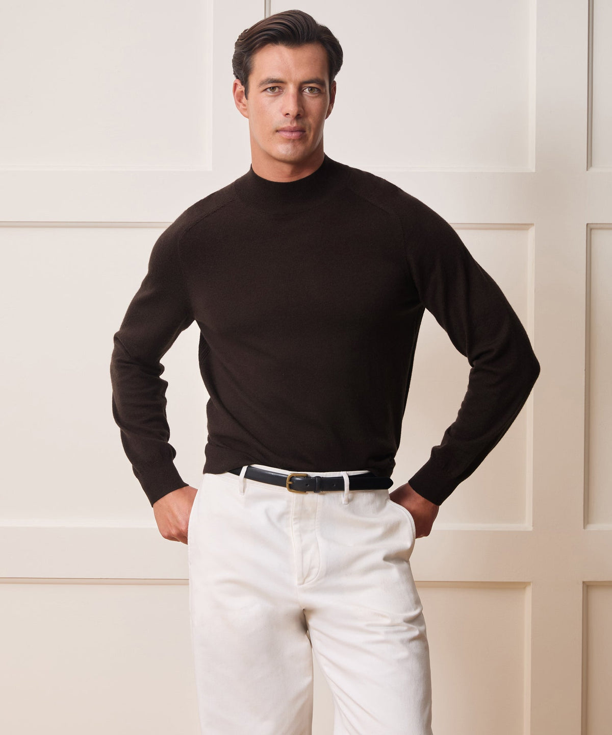 Merino Mockneck Sweater - Espresso Bean