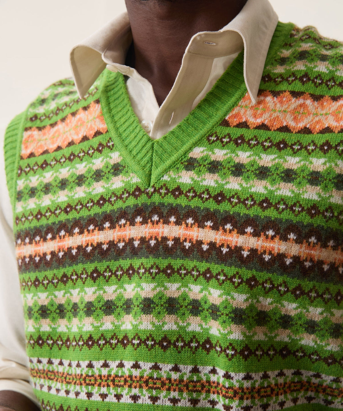 Fair Isle Sweater Vest - Green Fern